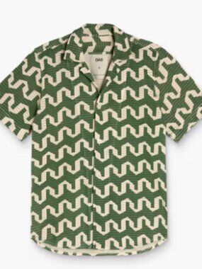 OAS Atlas Cuba Net Shirt Green Cream Size M